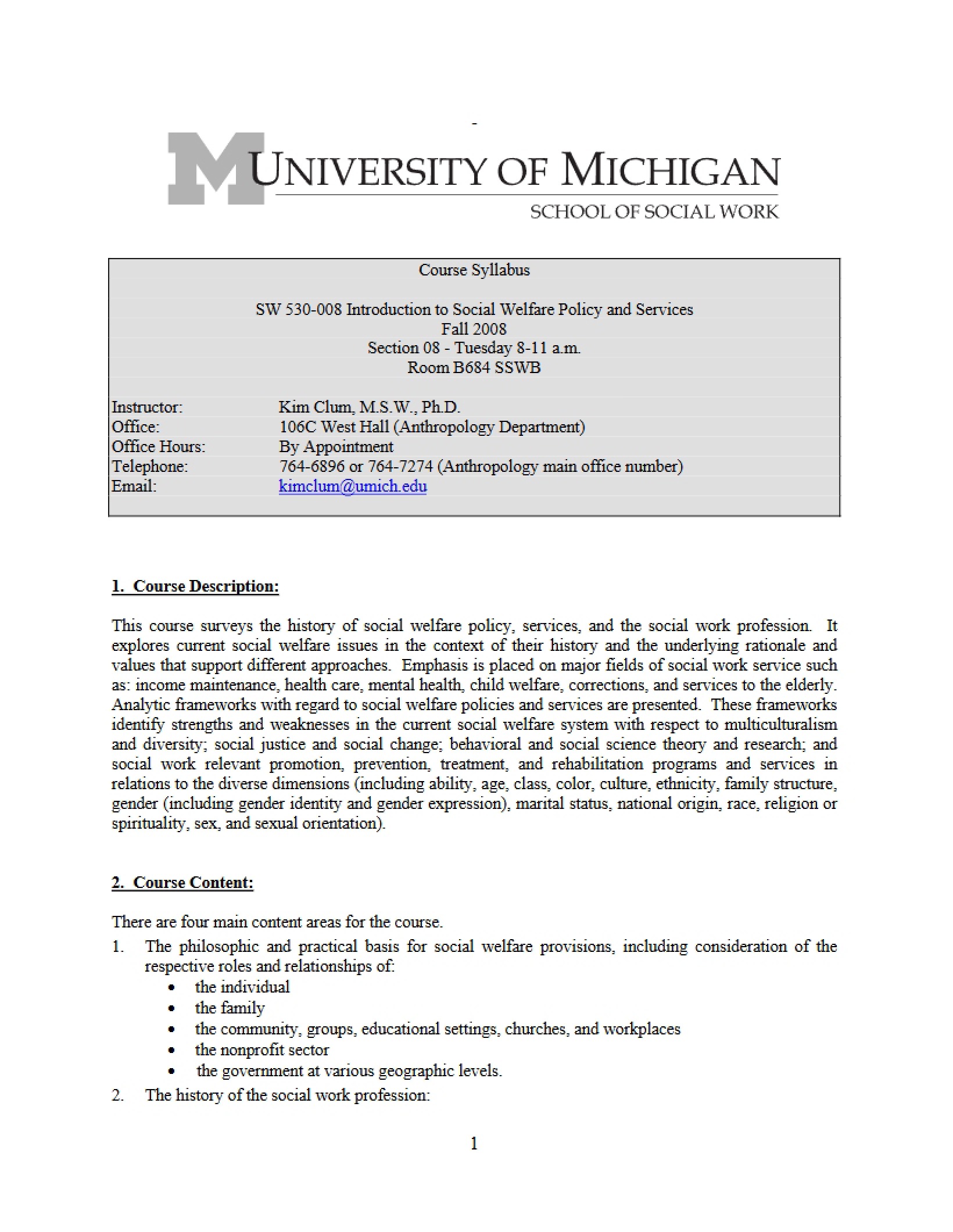 Class Syllabus