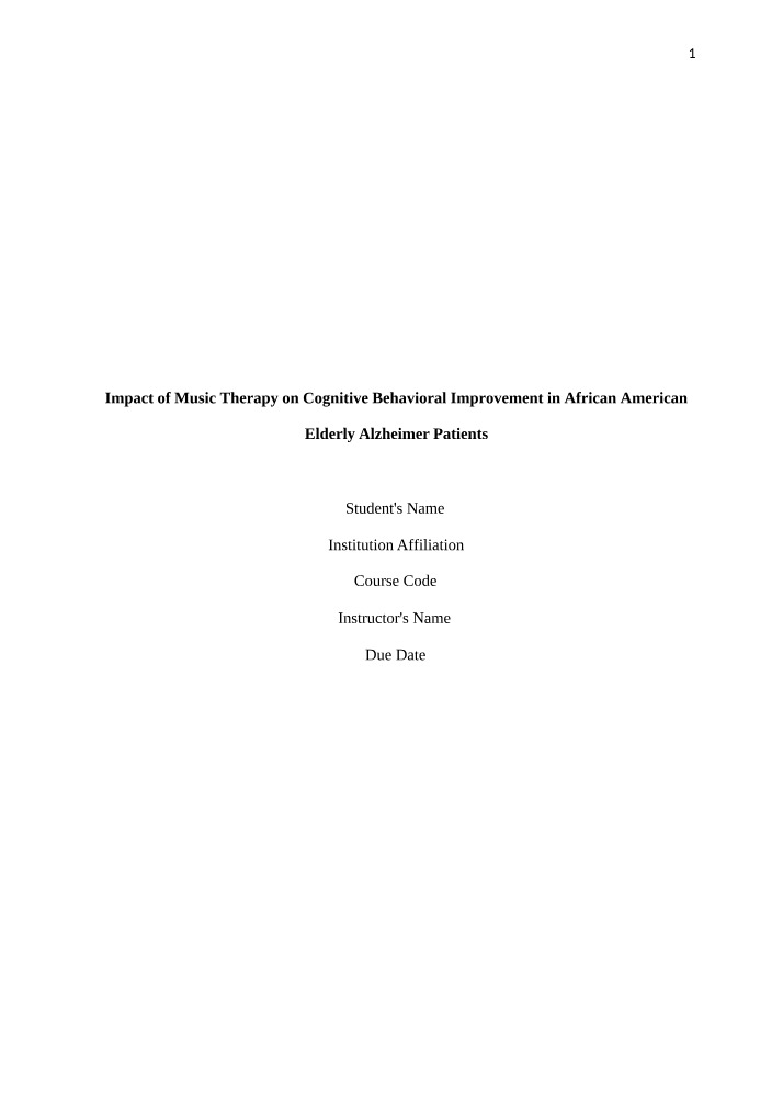Music Therapy Impact on Cognitive Behavioral Improvement