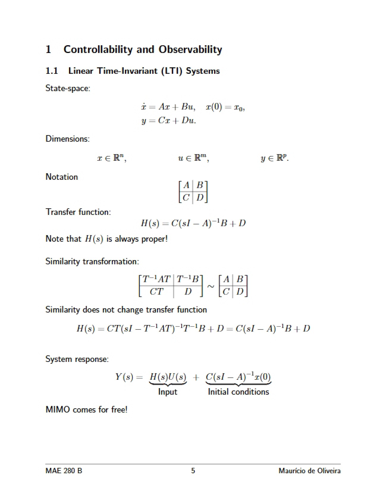 Observability and Controllability in Linear Systems