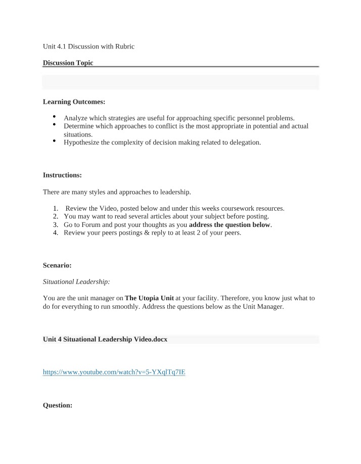 Discussion Rubric for Unit 4.1