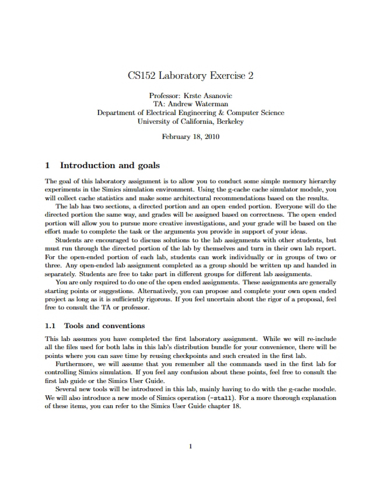 Laboratory Exercise Two