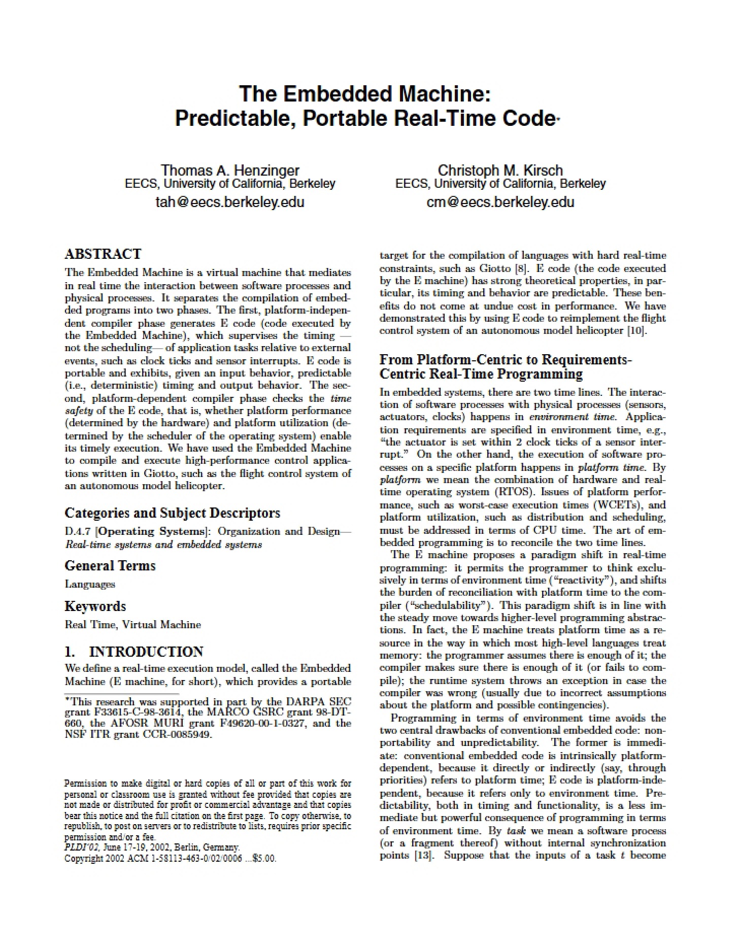 2002 Henzinger and Kirsch Publication
