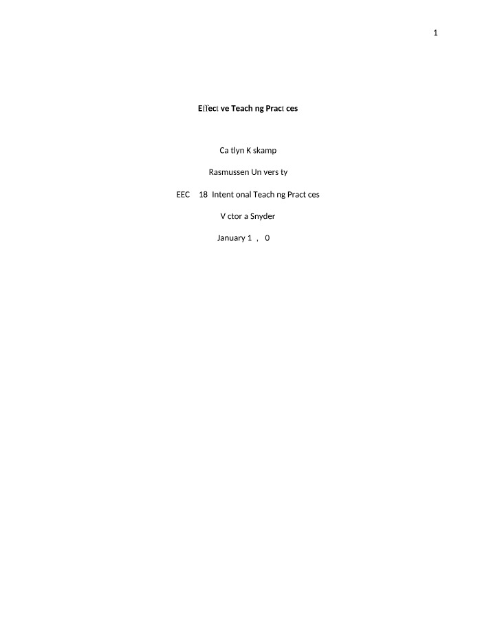 Effective Teaching Strategies - Caitlyn Kiskamp