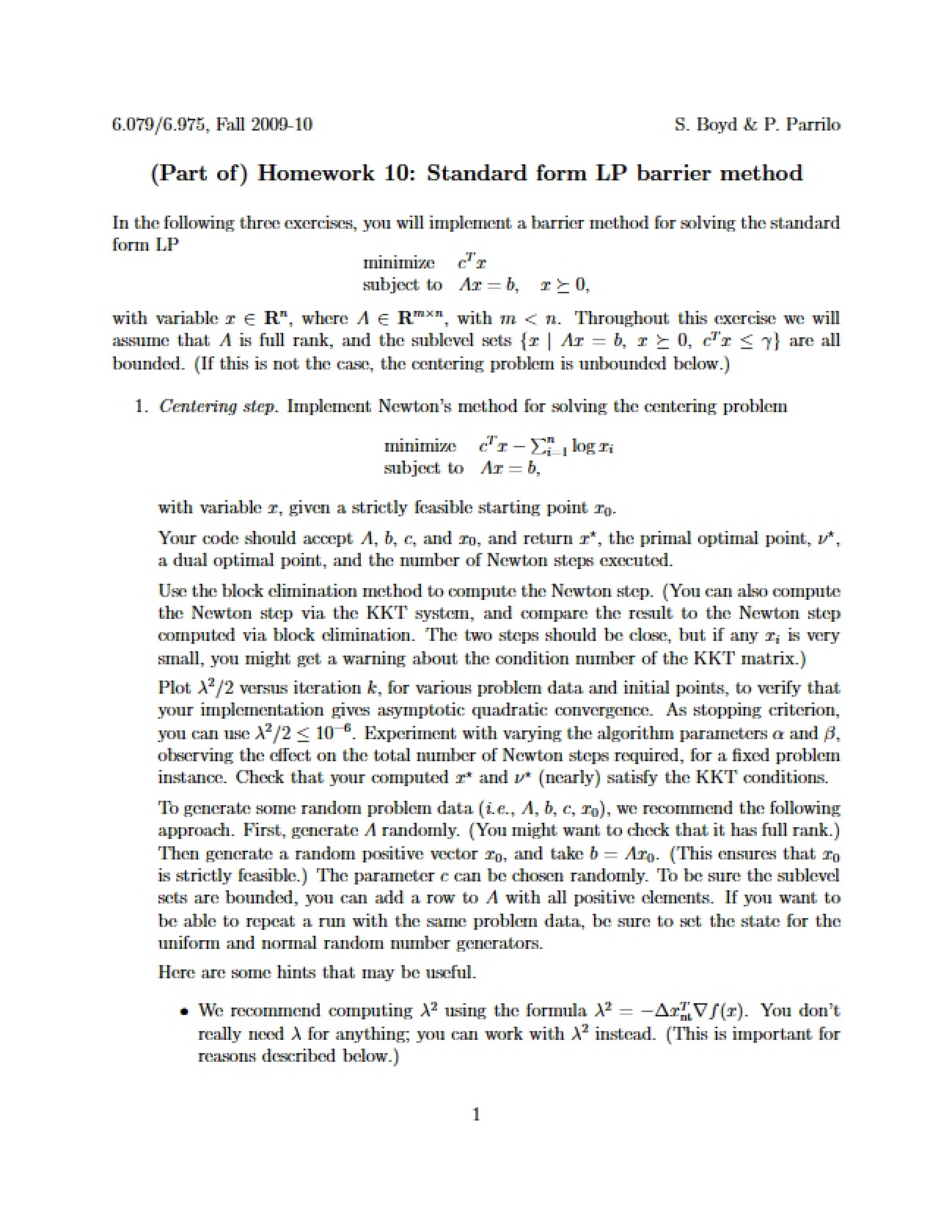 Tenth Homework