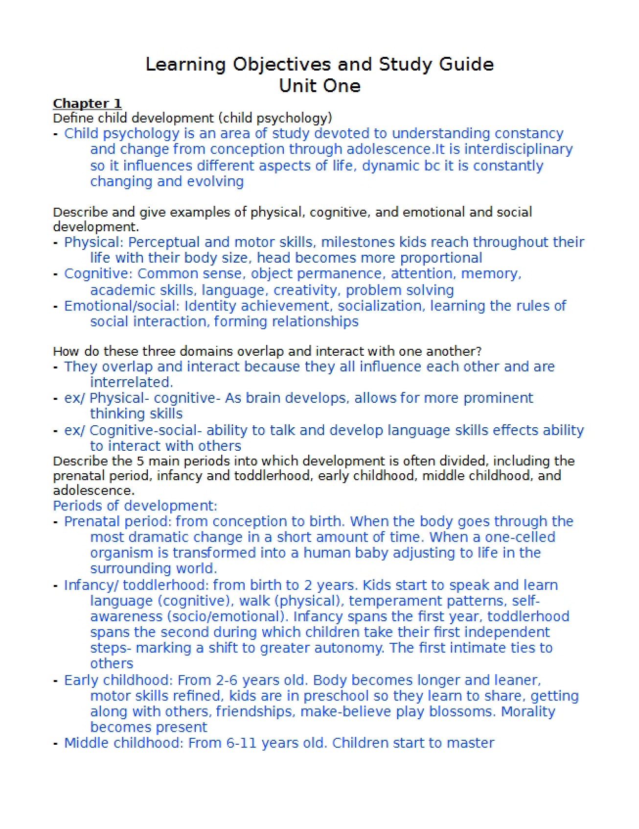 Guide to Course Learning Objectives