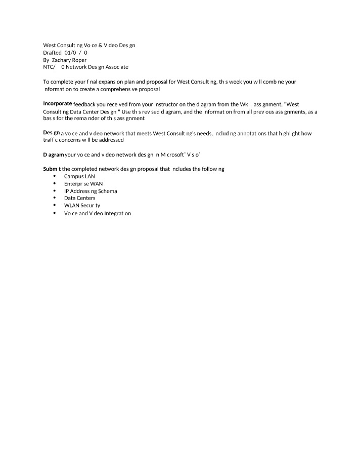 West Consulting Assignment - Voice & Video Design