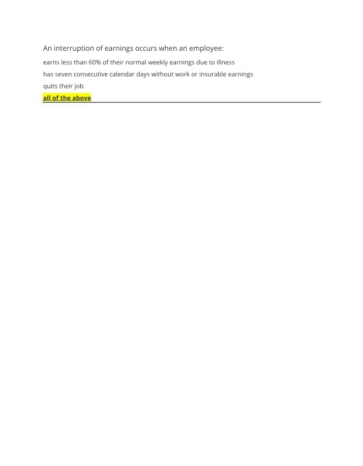 Interruption of Earnings - Illness Absence