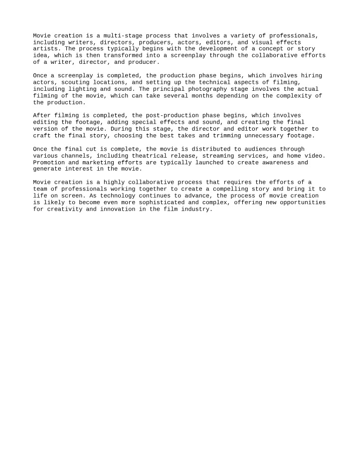 Movie Creation - From Concept to Distribution