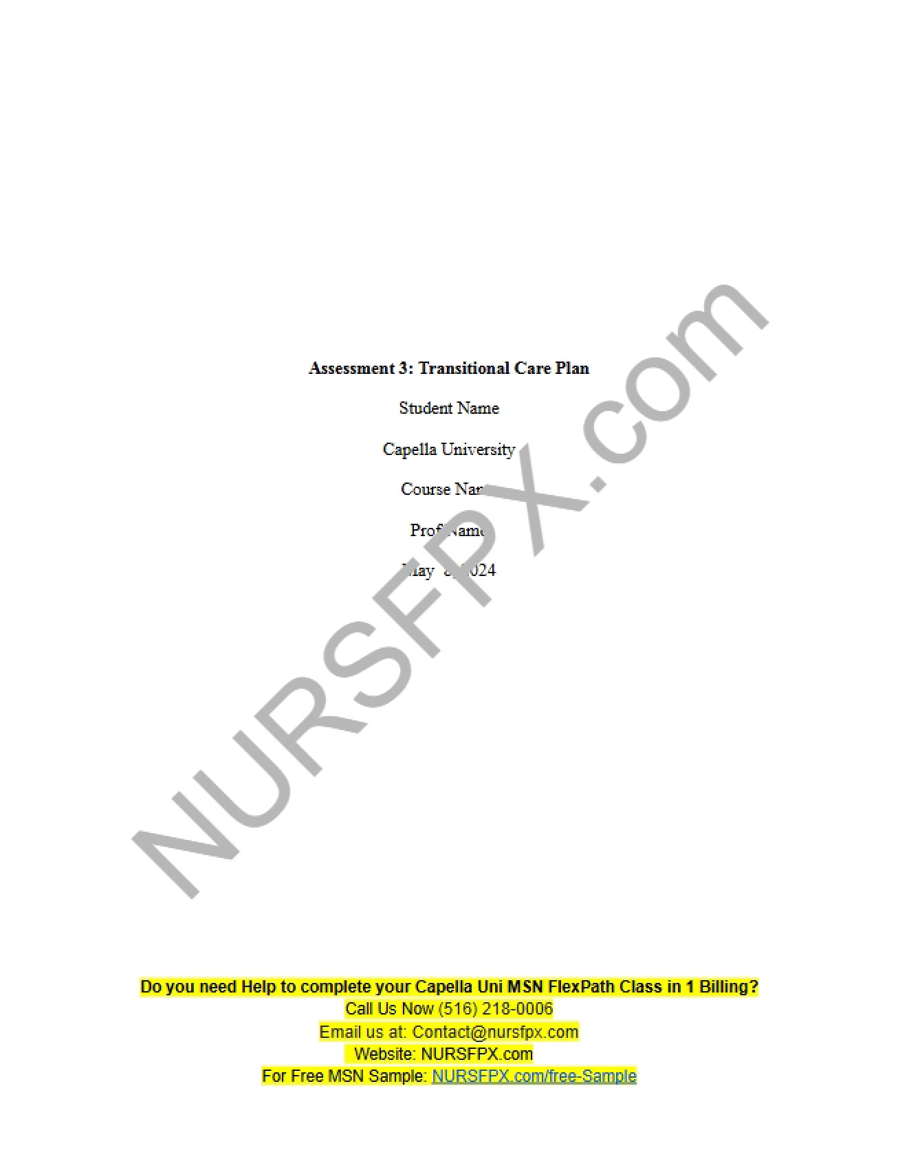 Assessment III Transitional Care Plan (v3)