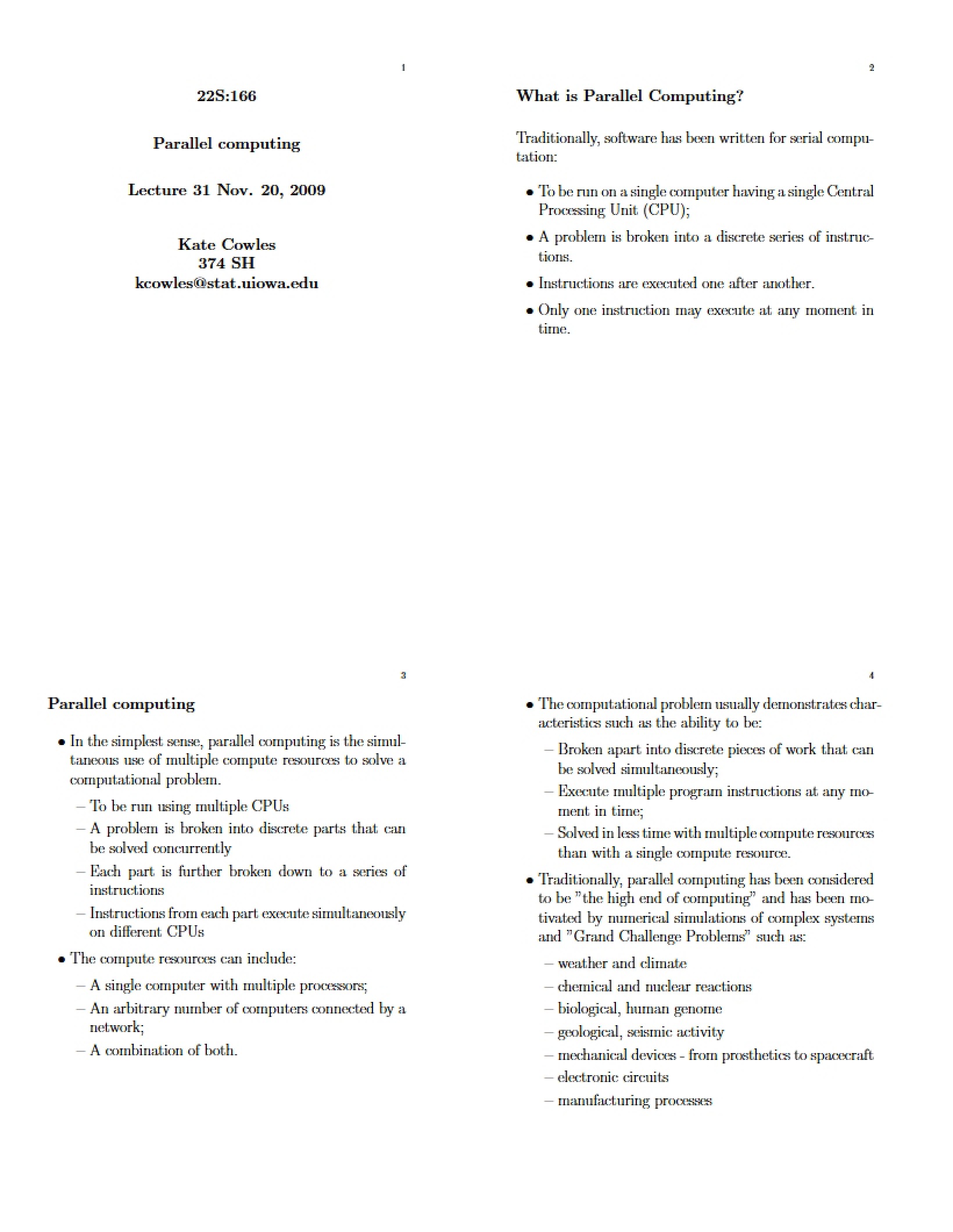 Computing in Parallel