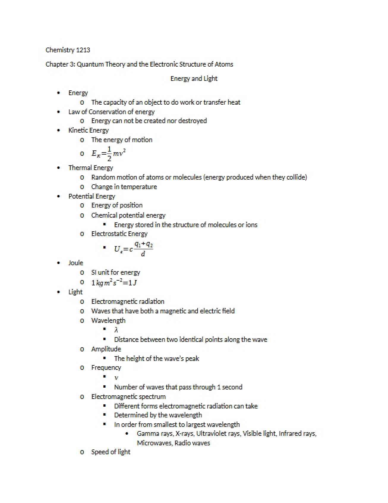 Electronic Atom Structure and Quantum Theory Chapter 3