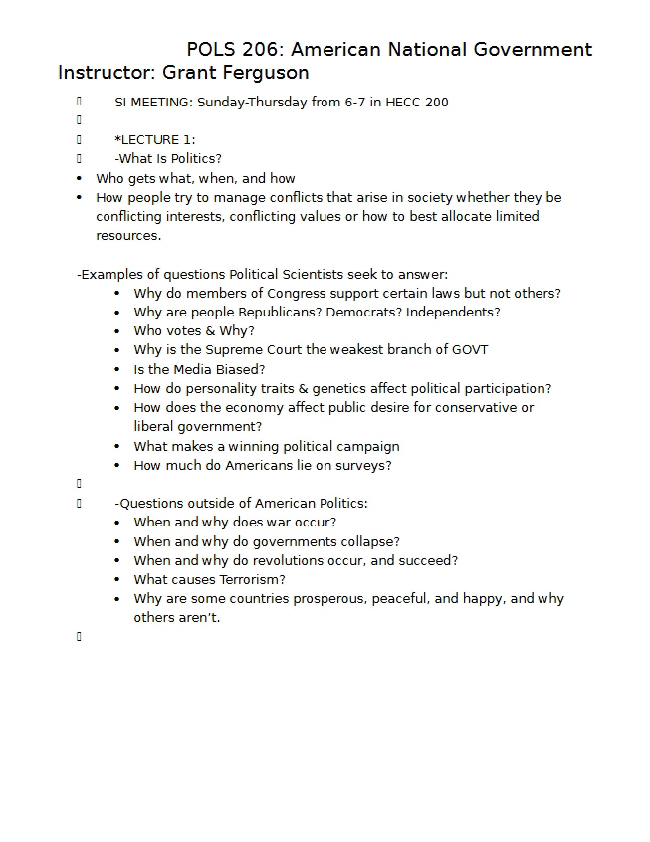 Lecture 1 - POLS 206