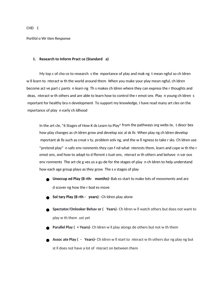 Written Response for Portfolio