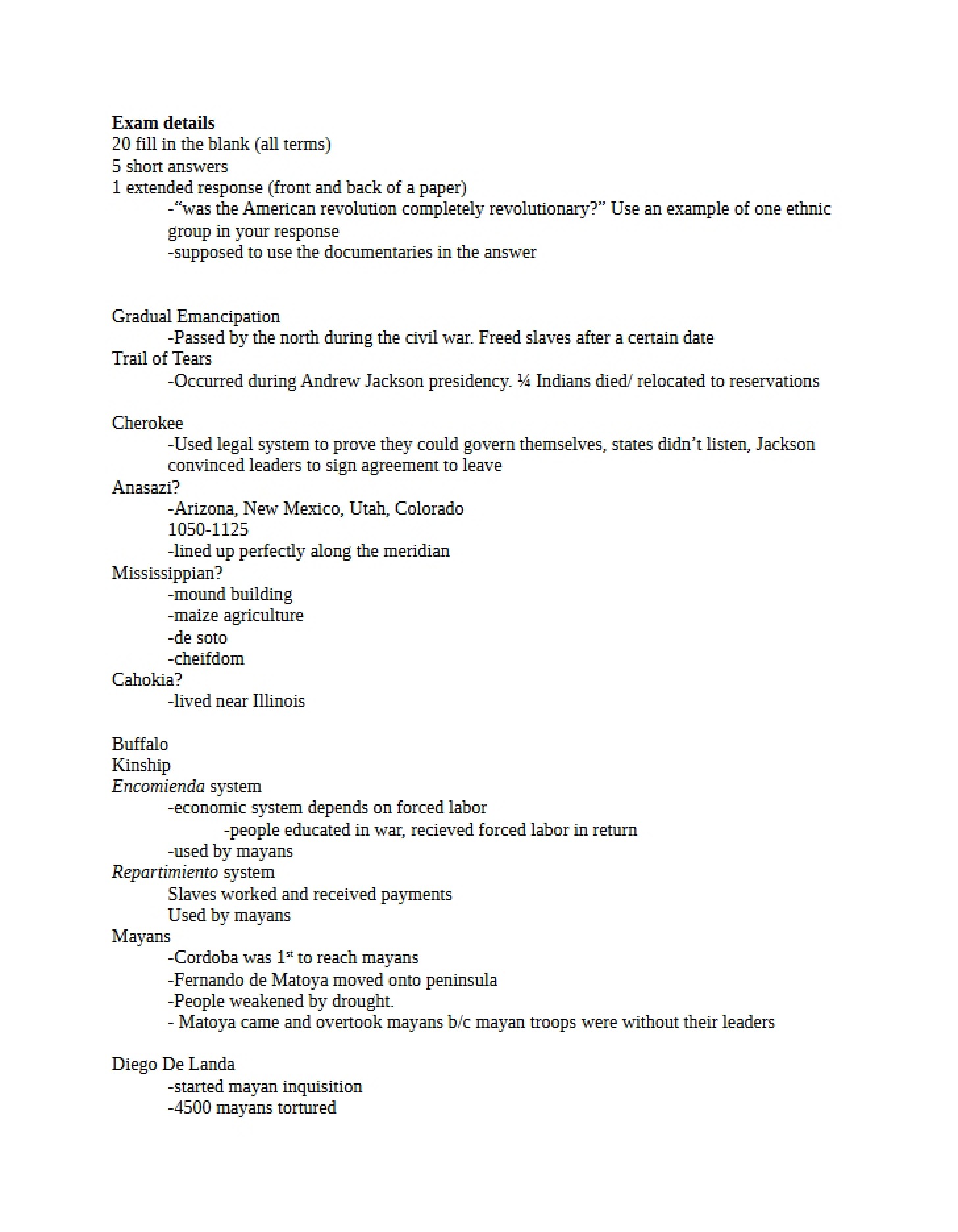 Reference Guide for Ethnic History Tests