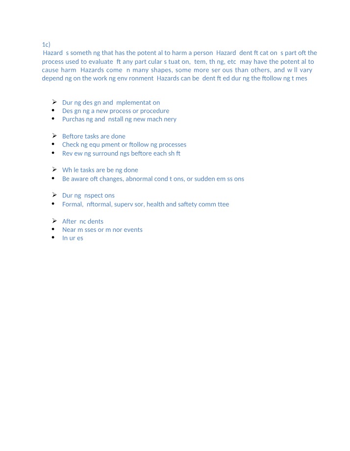 Protecting Workers from Potential Harm - Hazard Identification