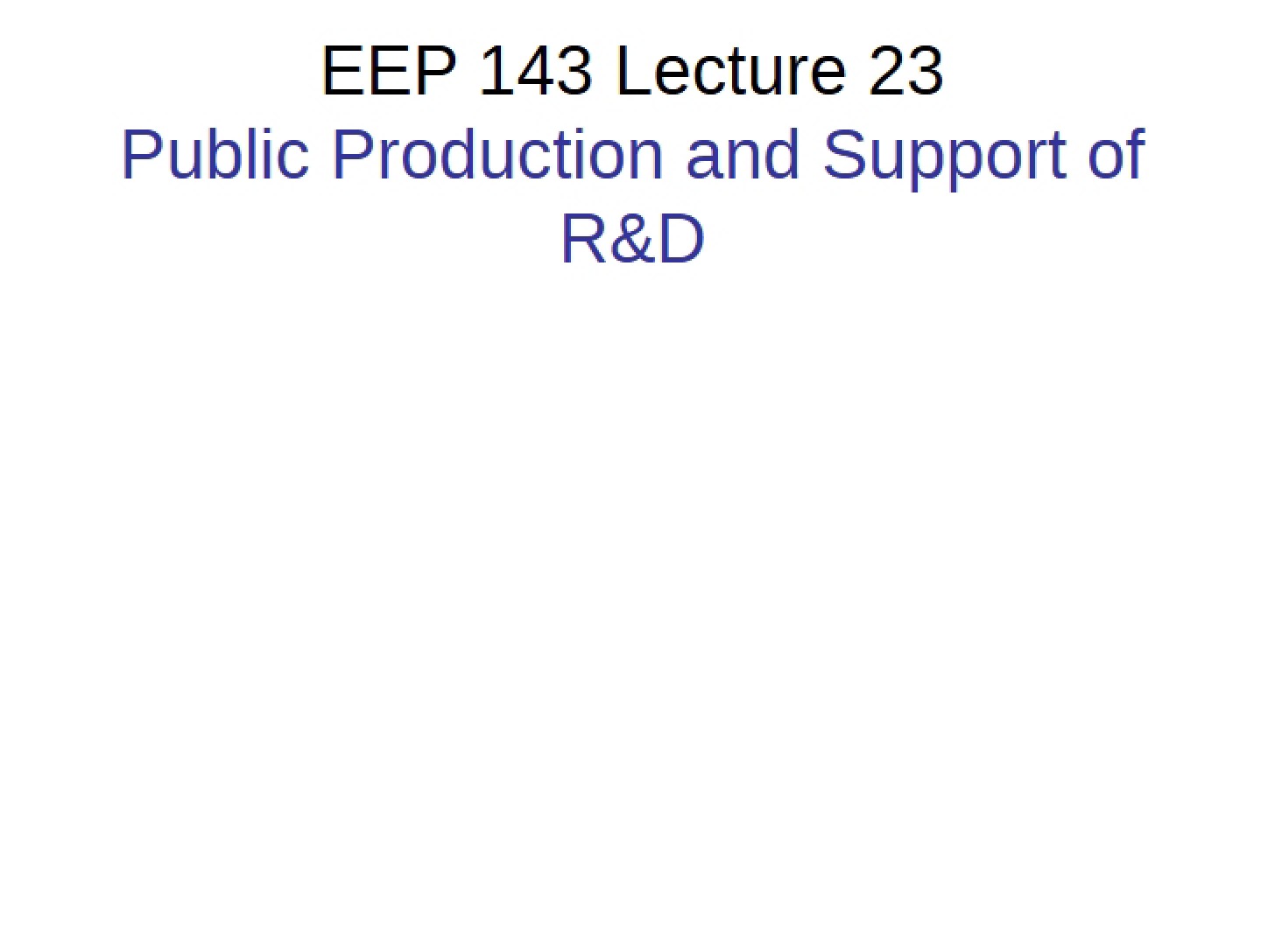 R&D Support and Public Production
