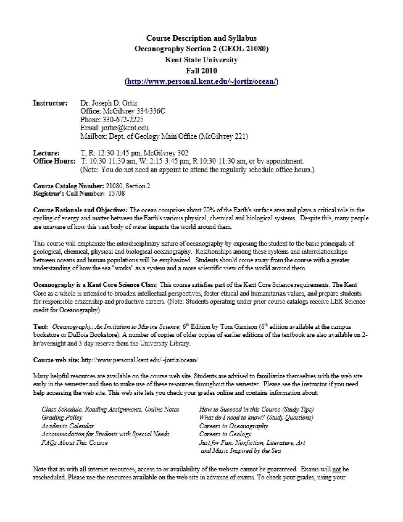 Oceanography Syllabus