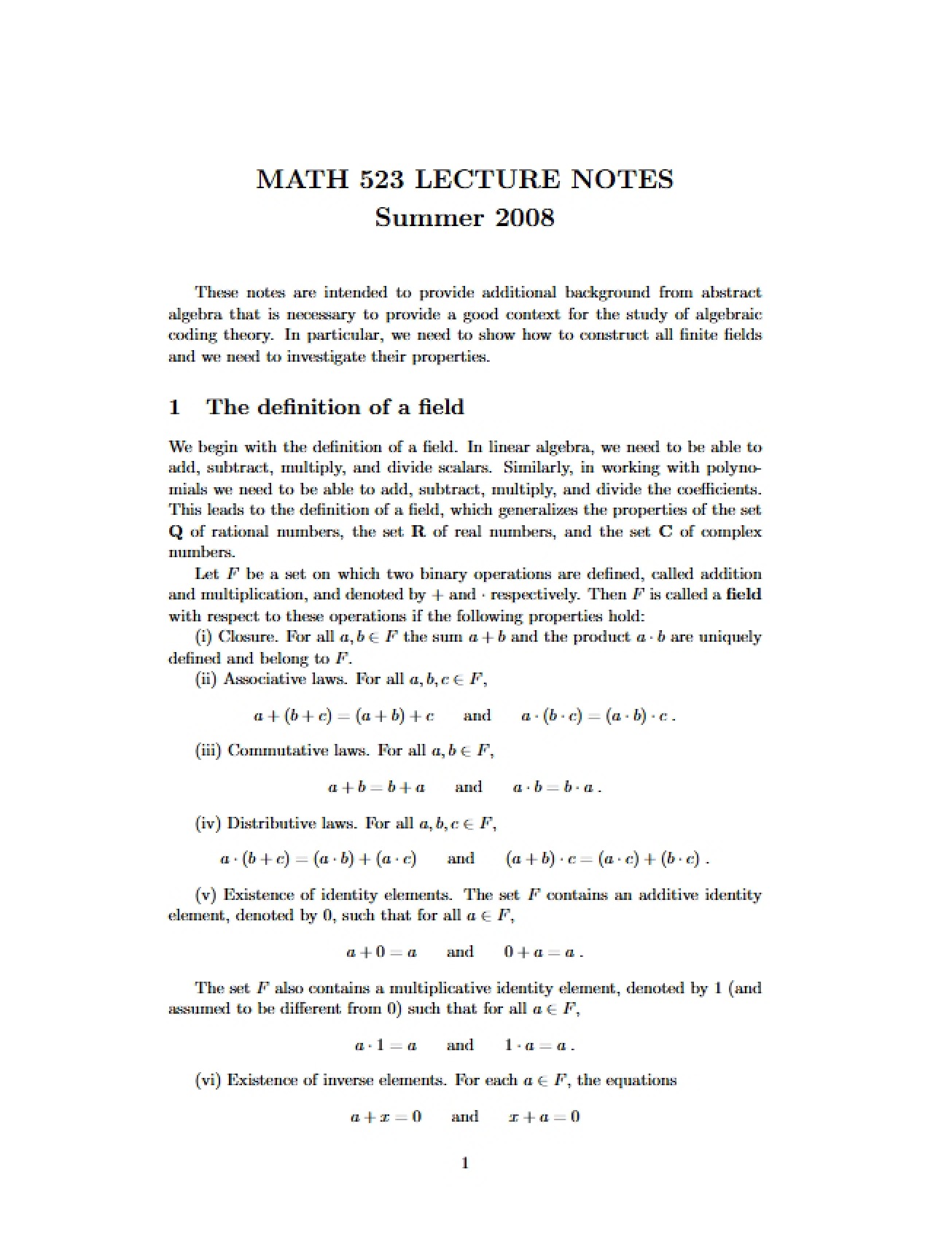 Linear Algebra Lecture Notes