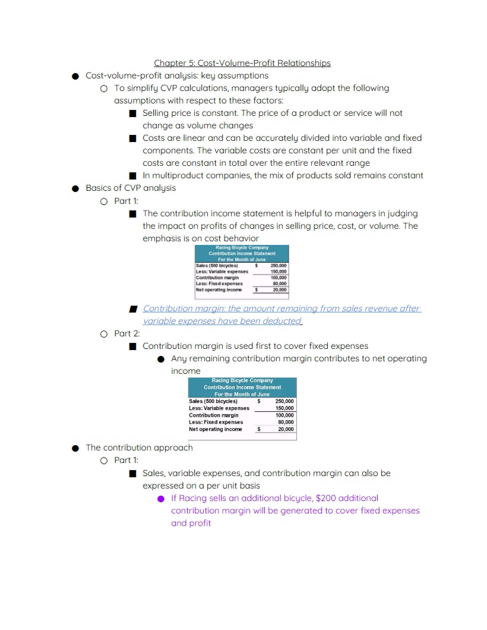 Relationships Cost-Volume-Profit (Ch 5)