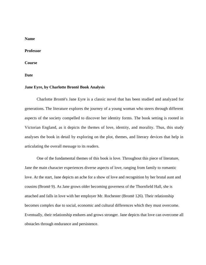 Book Analysis - Jane Eyre
