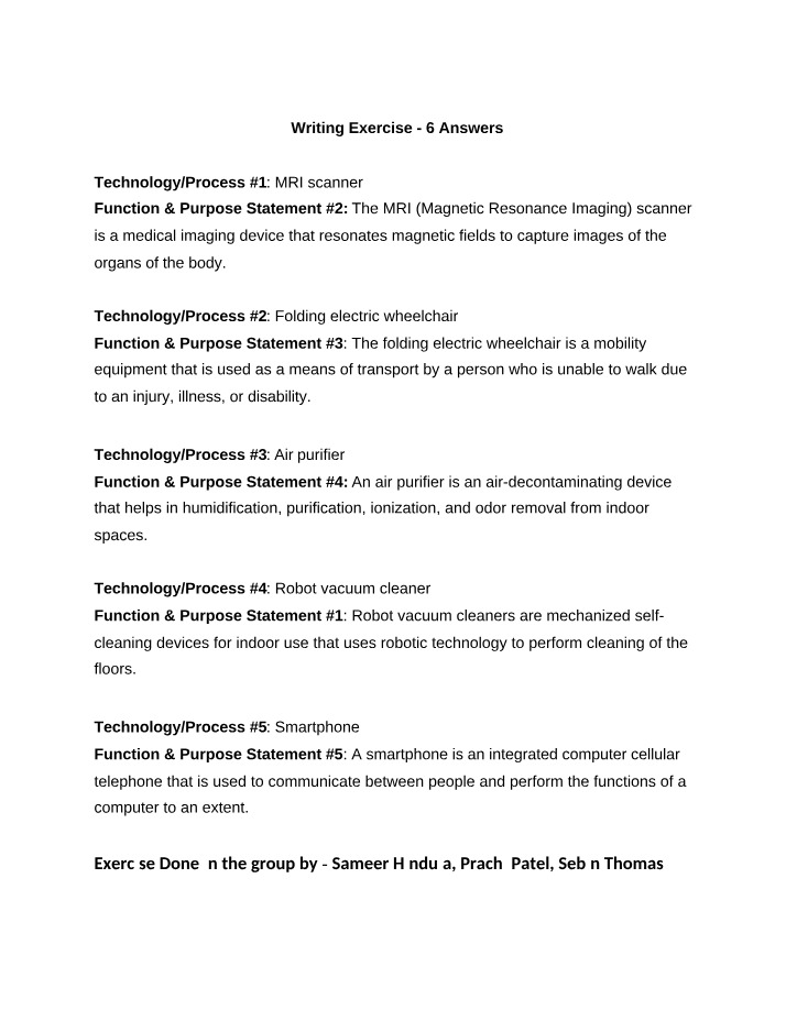 Answers to Writing Exercise 6