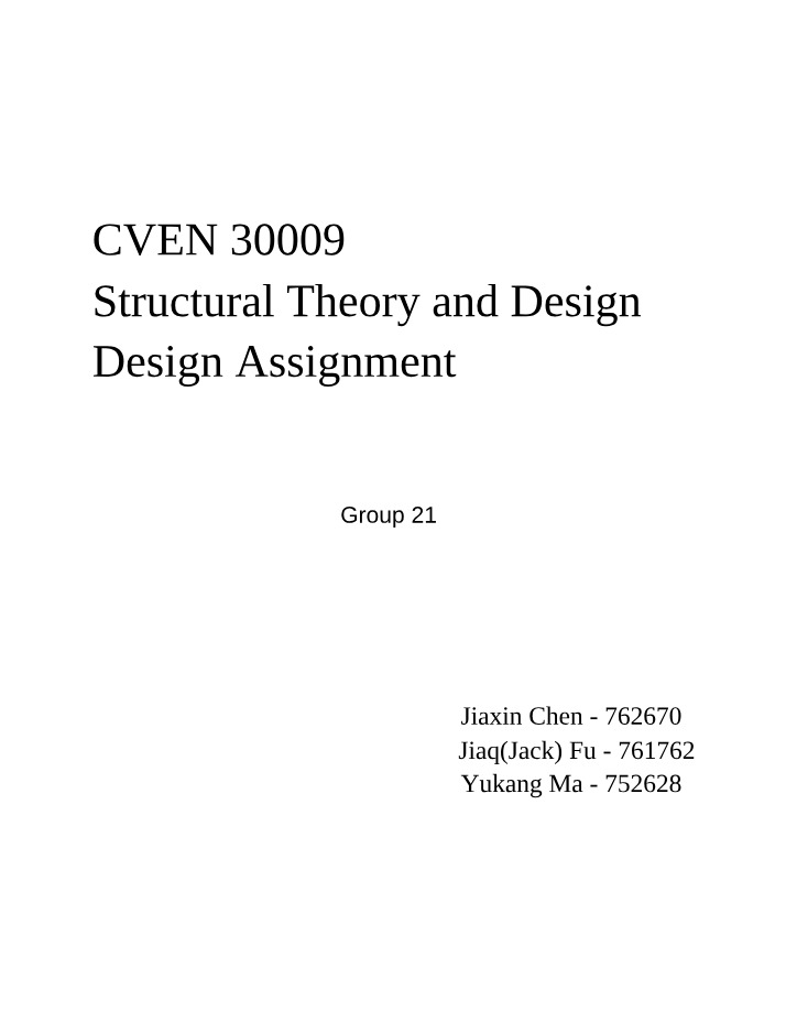 Structural Theory and Design - Three-Storey Assignment
