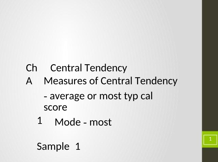 Central Tendency - Chapter 3
