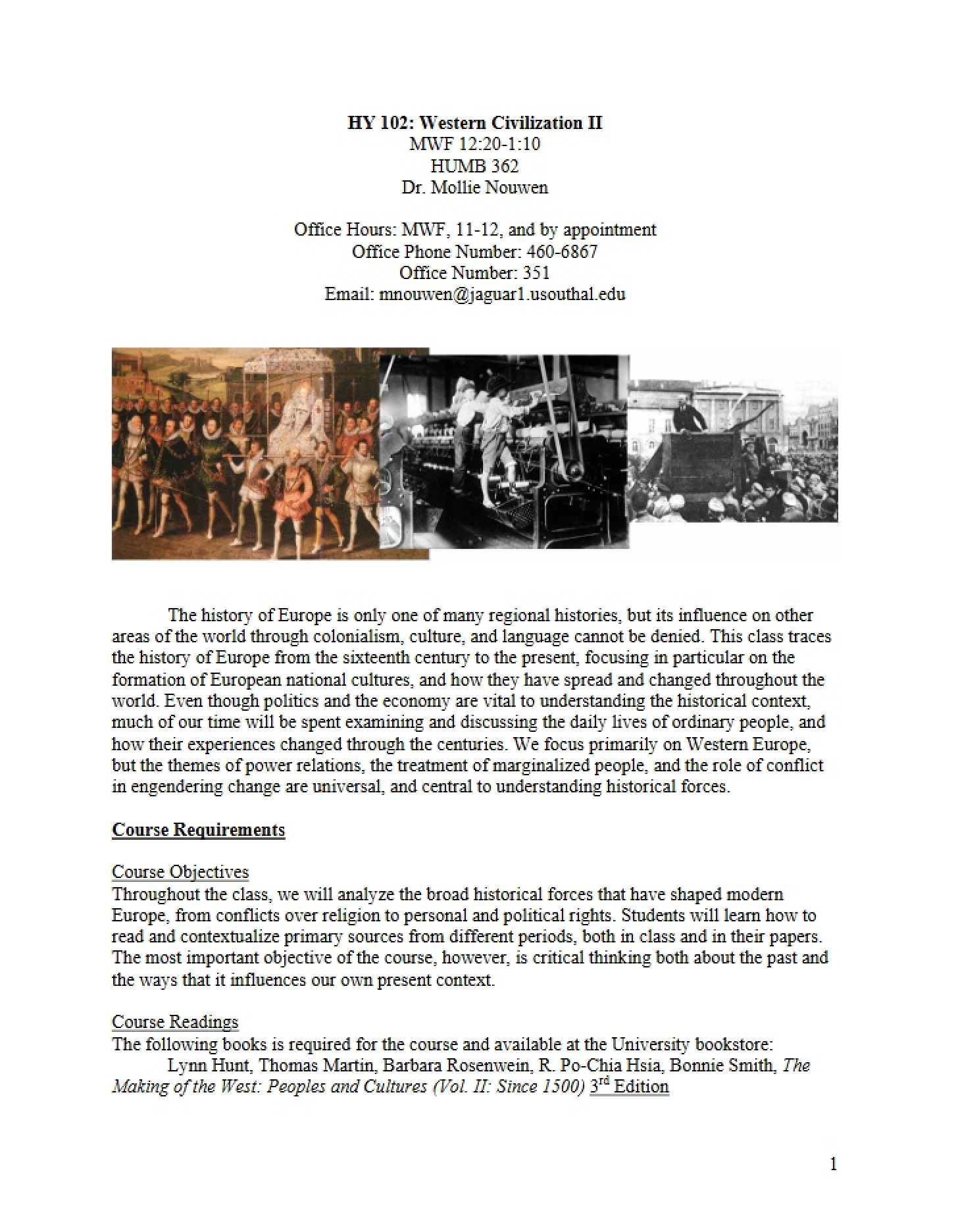 Syllabus for HY 102