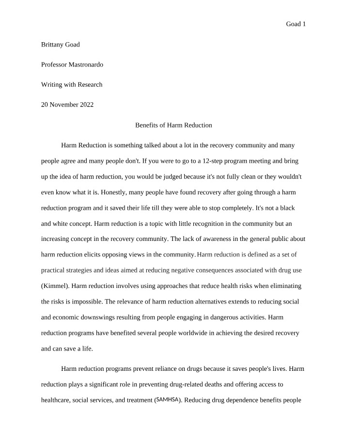Benefits of Harm Reduction - Saving Lives and Promoting