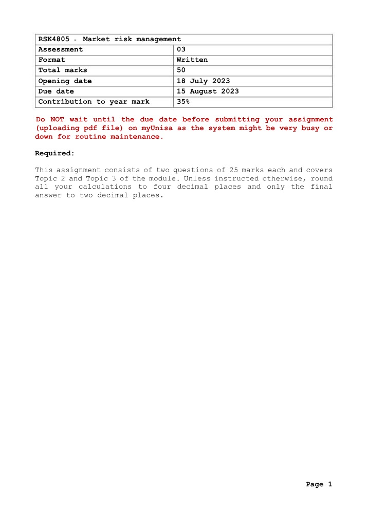 Market Risk Management - Calculating Future Contract Prices