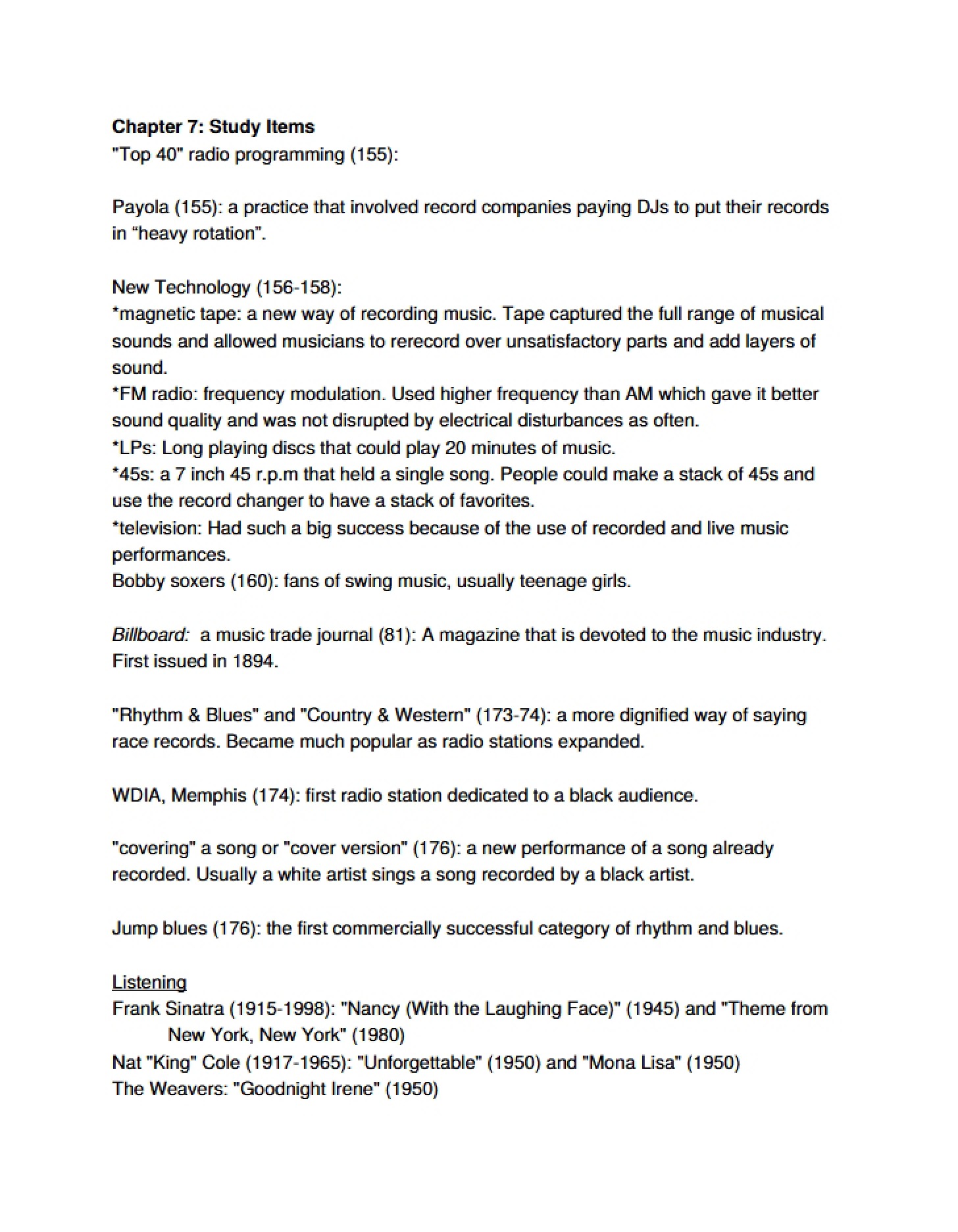 Study Items for Chapter 7