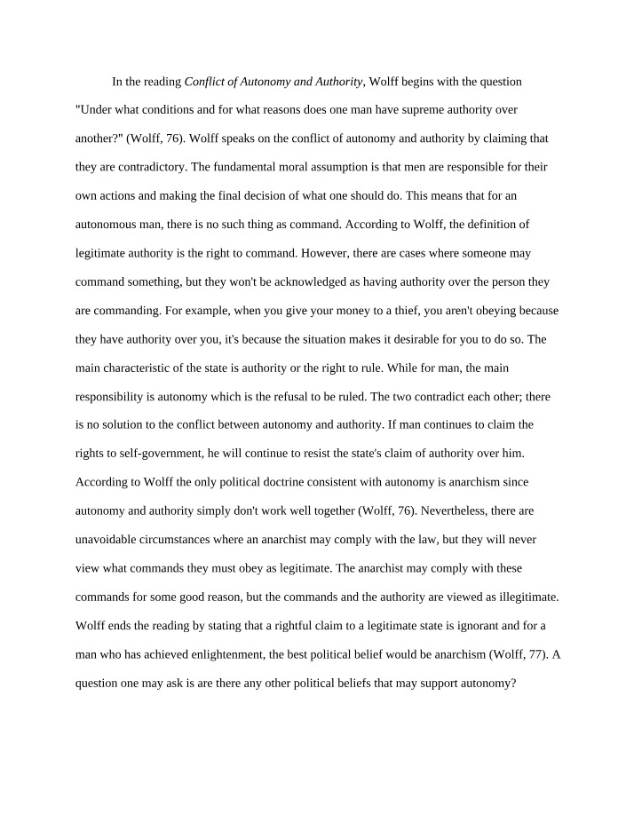Conflict Between Autonomy and Authority