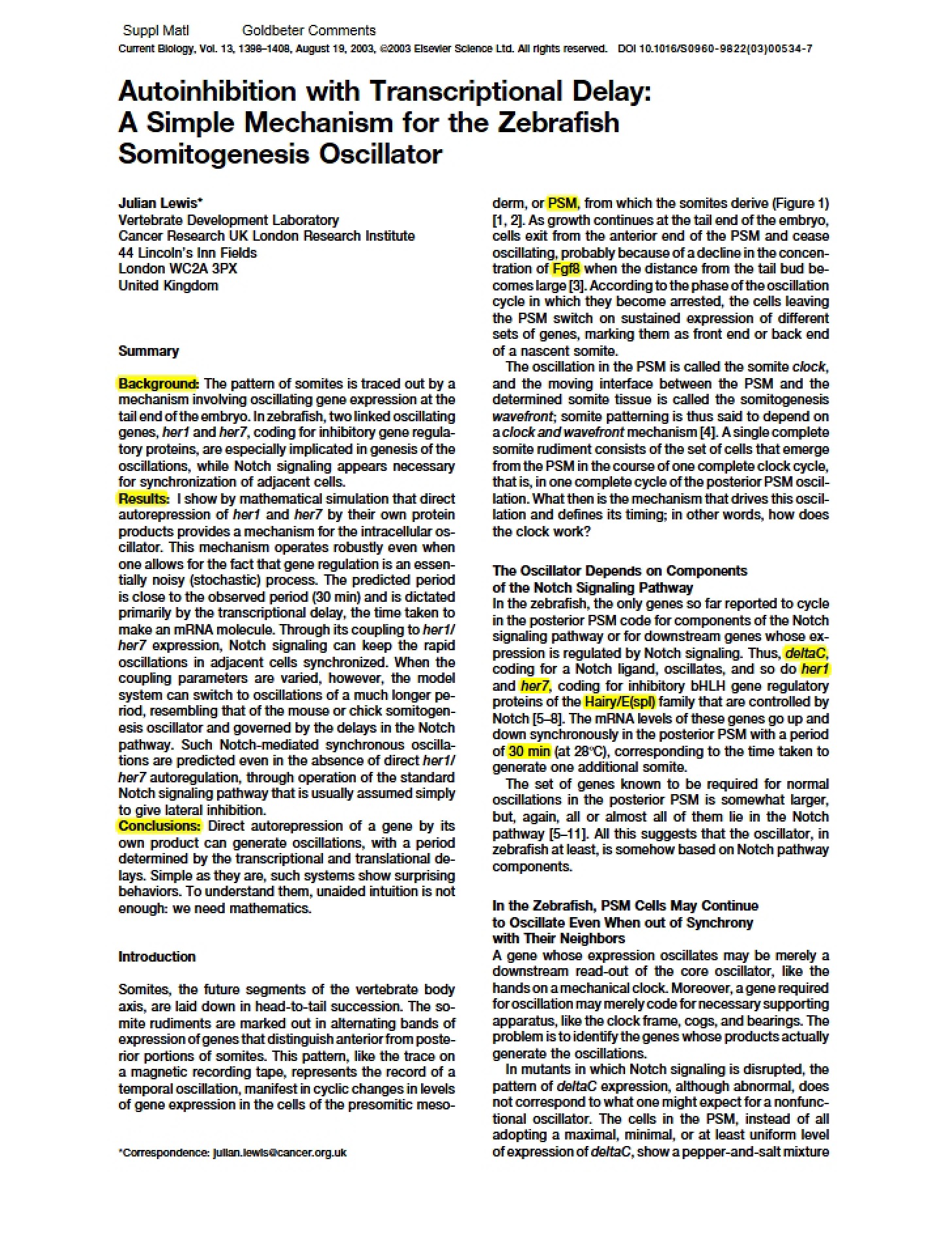 Zebrafish Somitogenesis Oscillator A Simple Mechanism