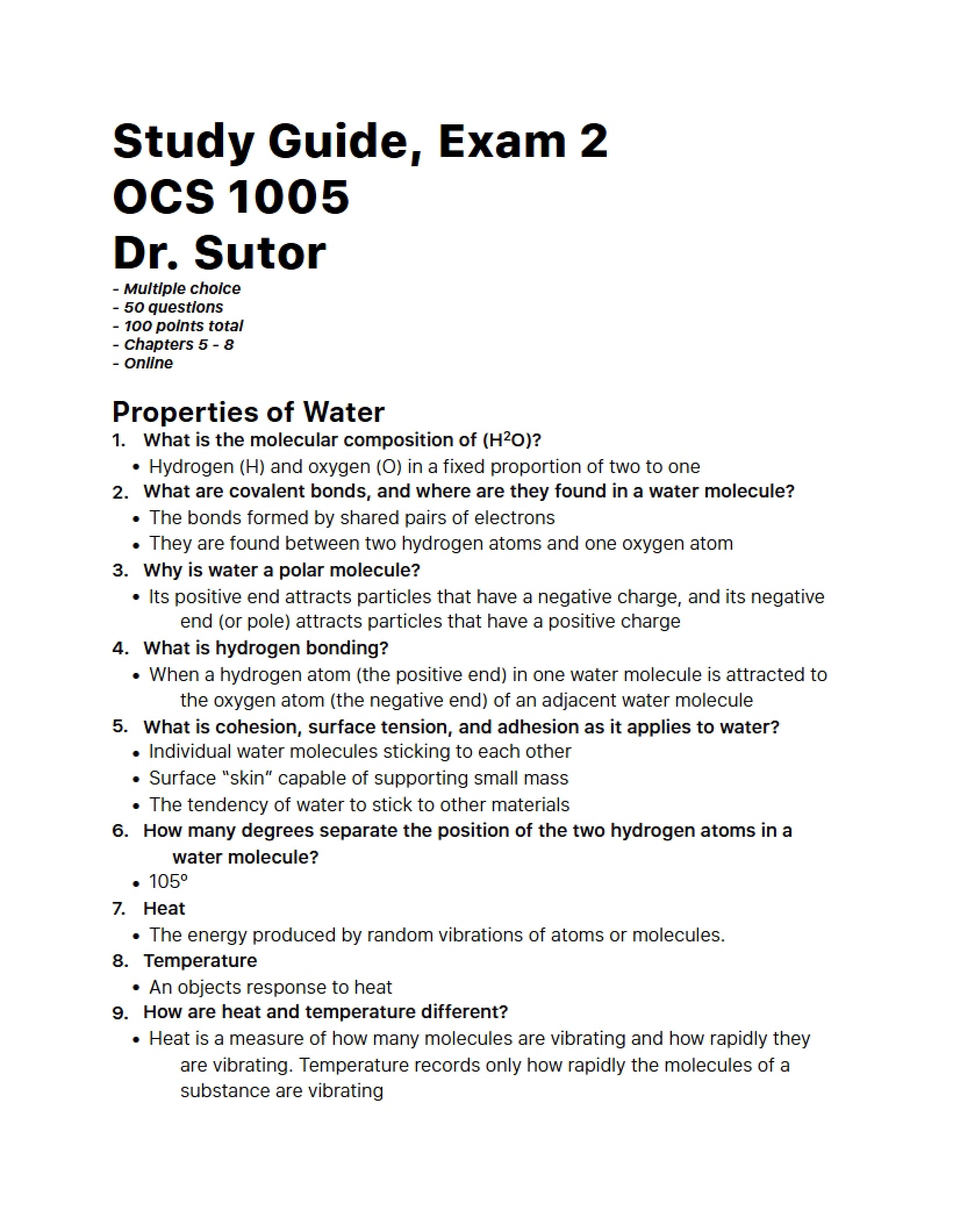 Guide for Exam 2