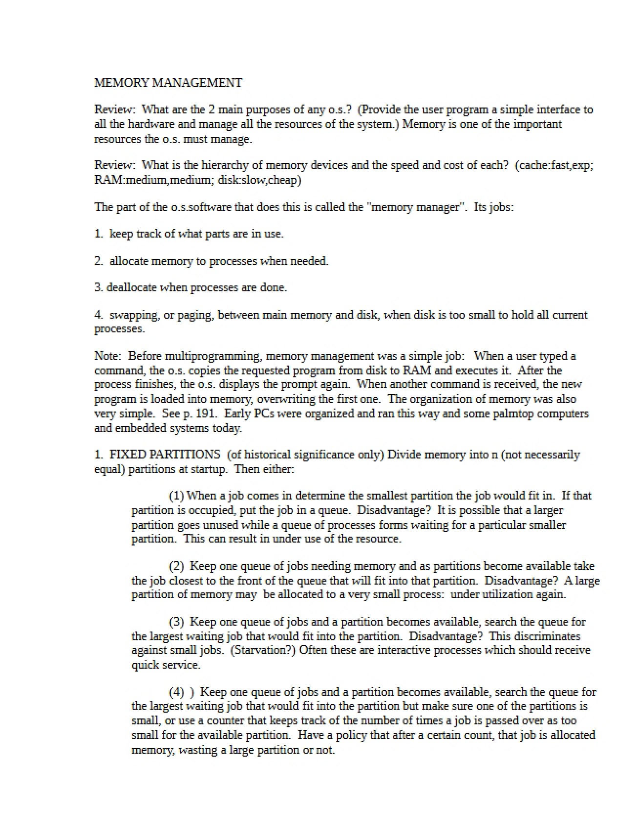 Memory Management - 5 Pages