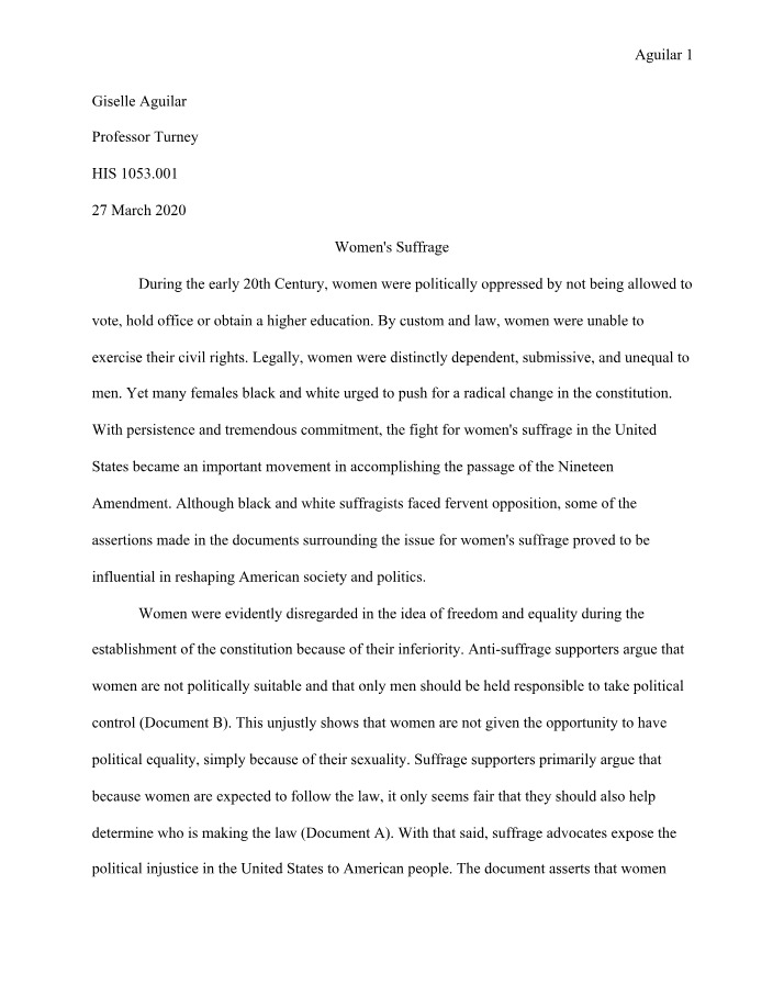 Reshaping American Society - The Fight for Women's Suffrage