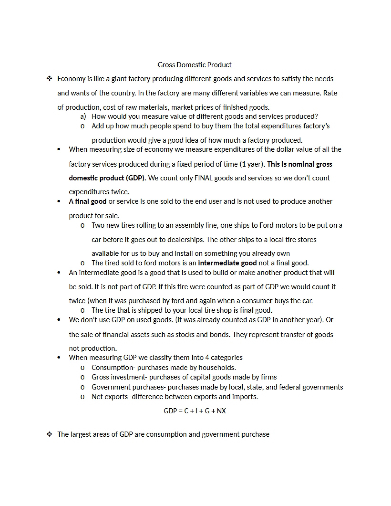 GDP (Gross Domestic Product)