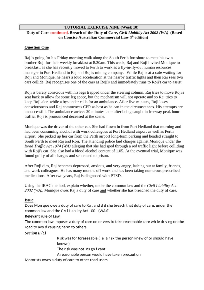 LAWS1104 Week 10 Tutorial 9