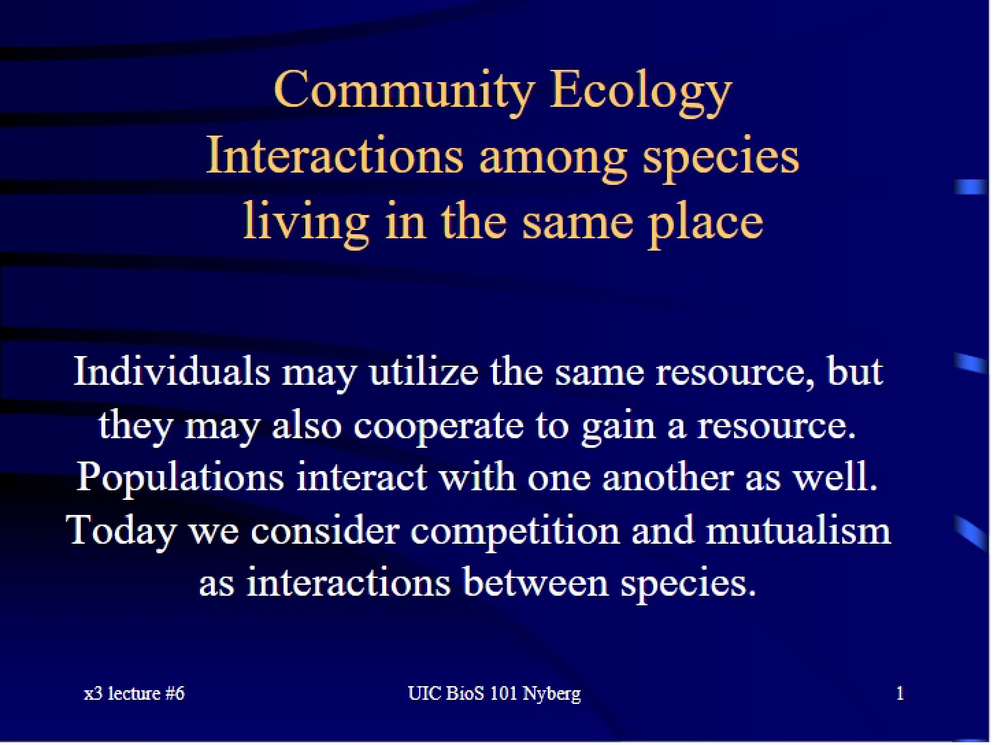 Ecology of Communities