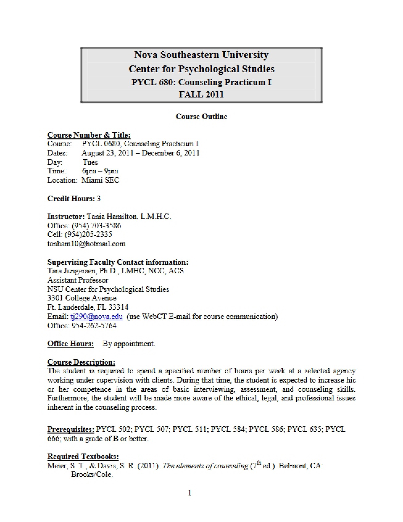 PYCL 0680 Course Outline