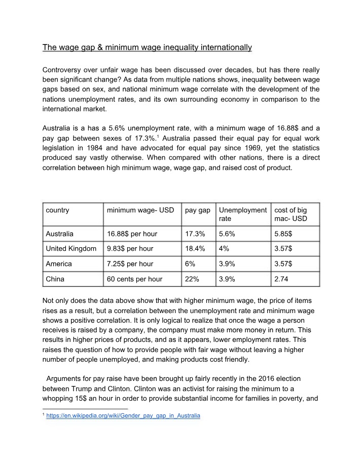Wage Gap and Minimum Wage Inequality