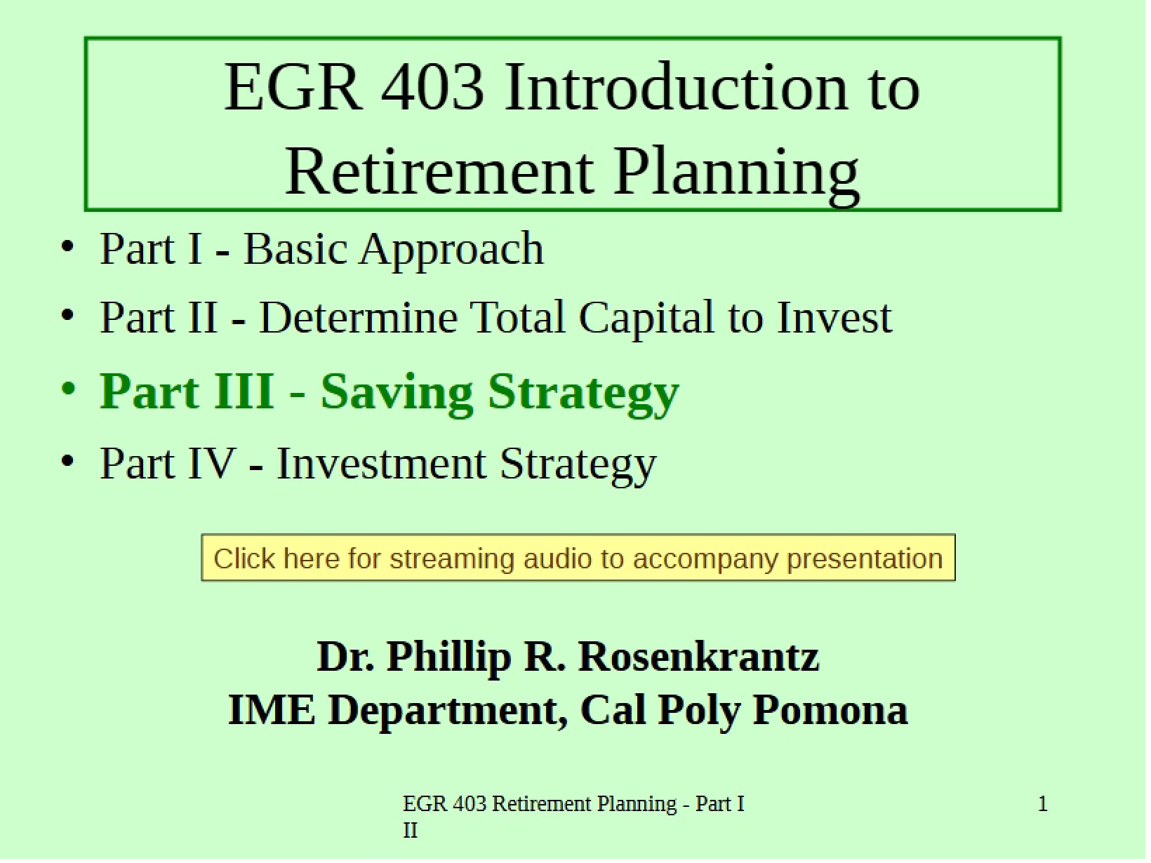Retirement Planning Introduction