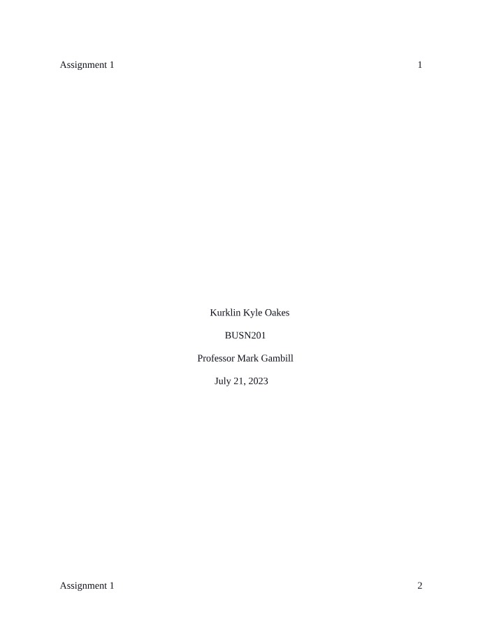 Assignment Number 1