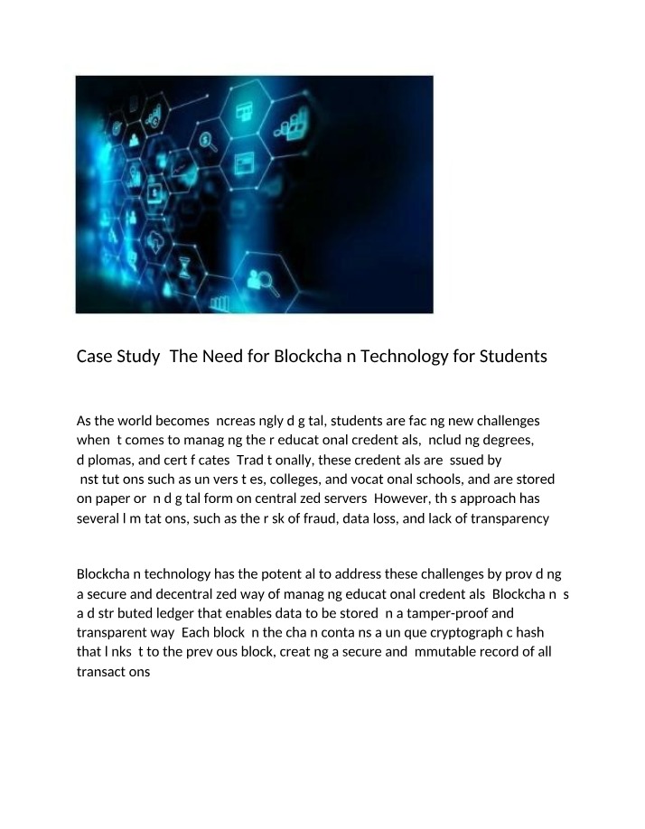 The Need for Blockchain Technology for Students - Case Study