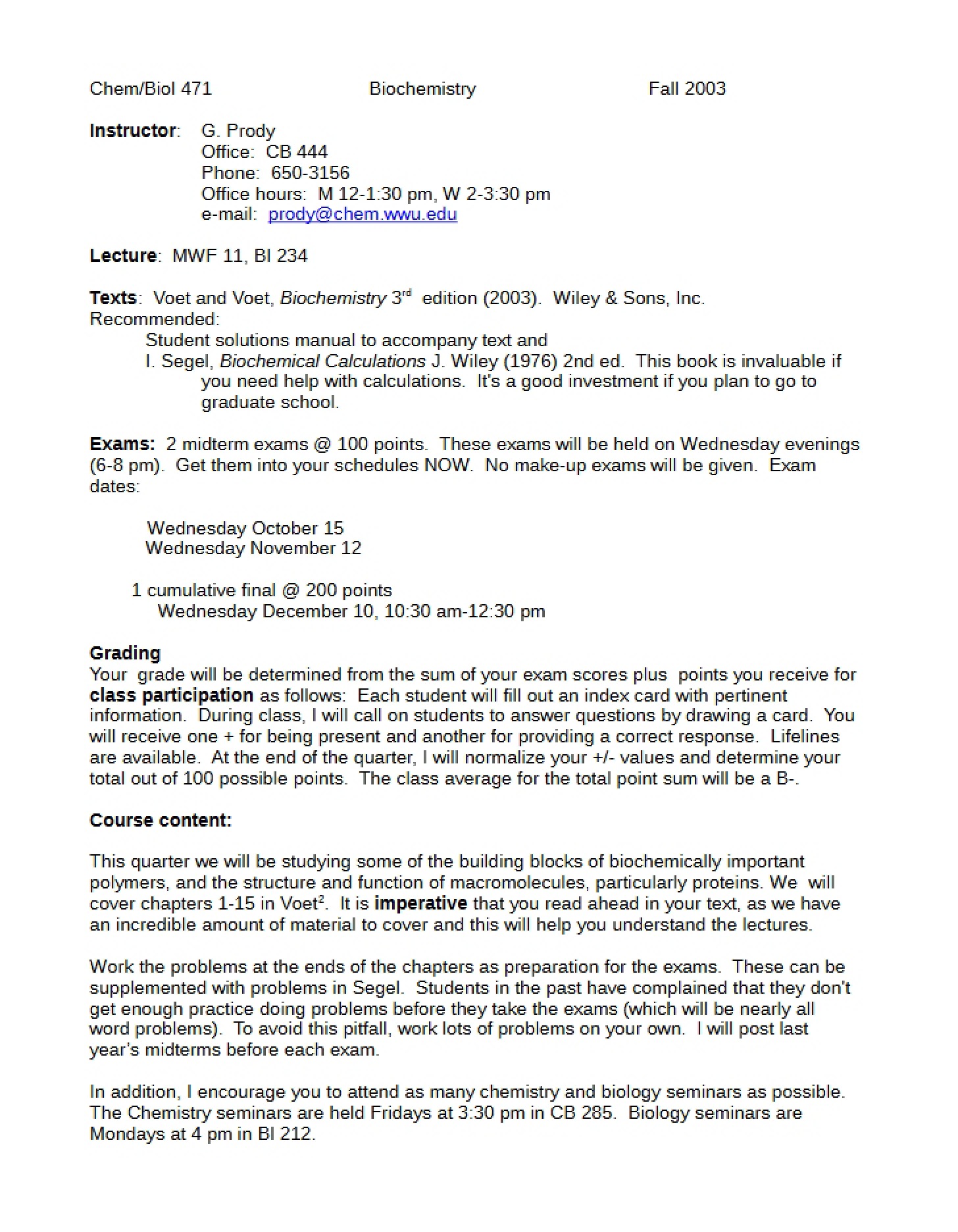 Course Syllabus - CHEM 471