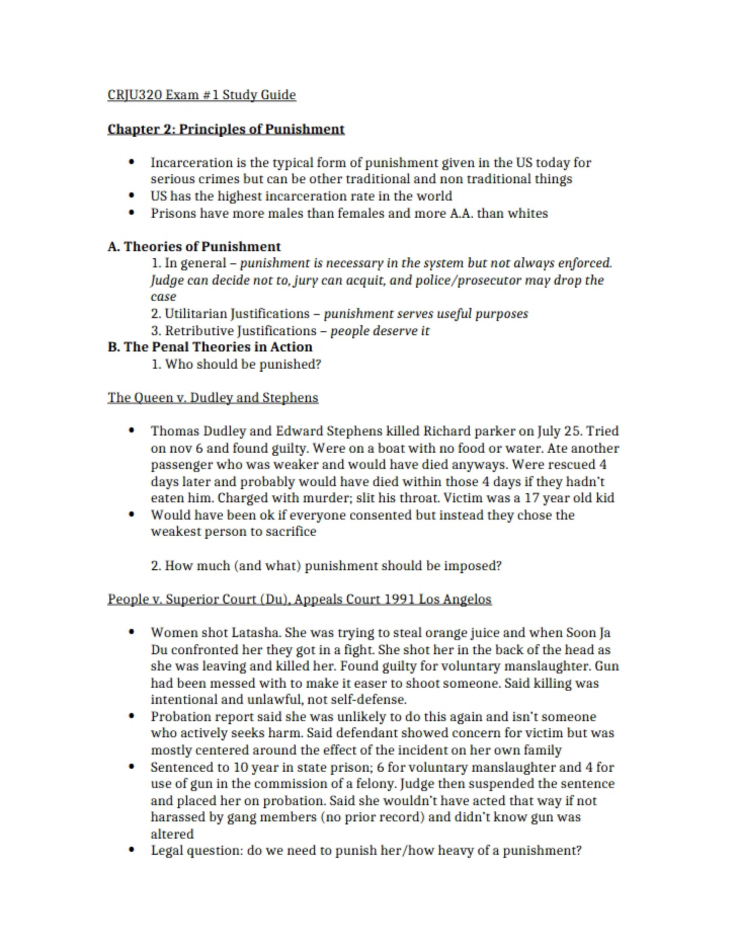 Principles of Punishment (Ch 2)