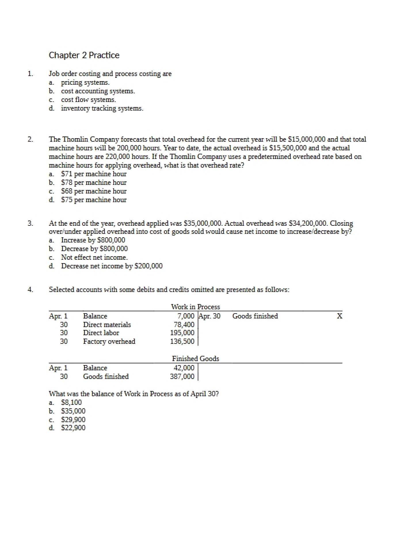 Practice for Chapter 2 (2302)
