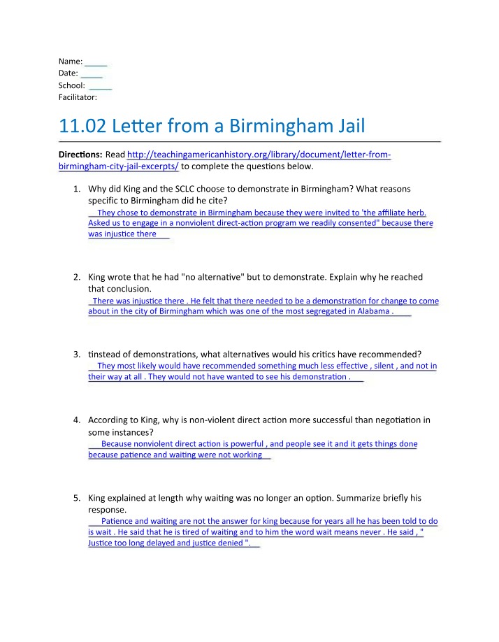 11.02 Government - Letter from a Birmingham Jail