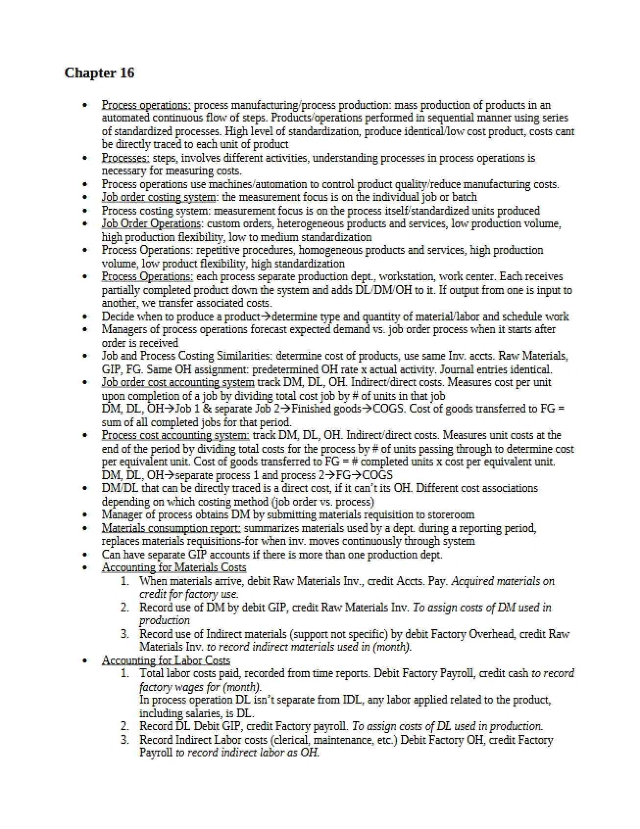 Process Operations Chapter Sixteen