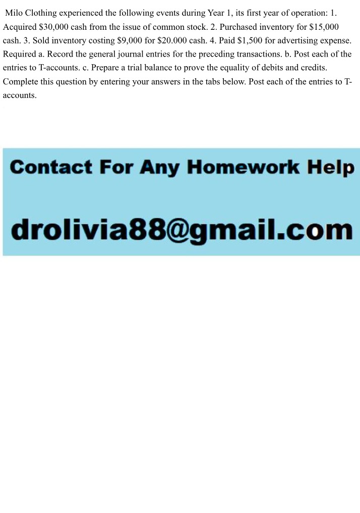 Year 1 Financial Transactions Assignment for Milo Clothing
